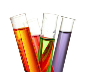 test tubes in laboratory isolated on white