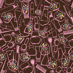 seamless pattern of care products and cosmetics