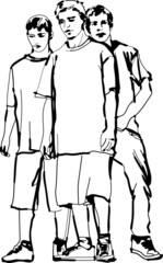 black and white sketch of the guys