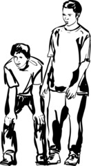 Fototapeta na wymiar black and white sketch of the guys