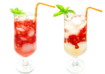 red cold lemonade with wild strawberry