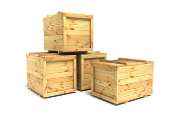 crates isolated on white