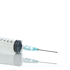 Syringe on white background