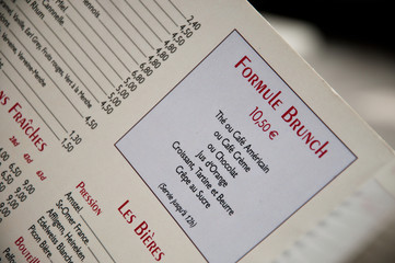 menu restaurant