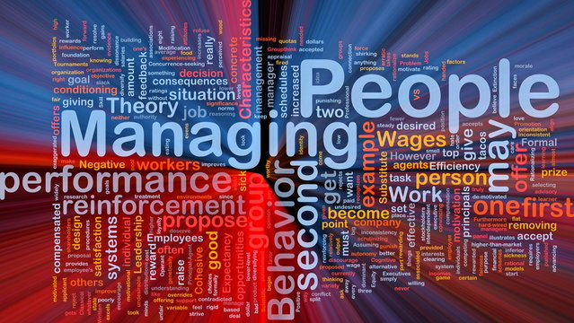 Managing people background concept glowing