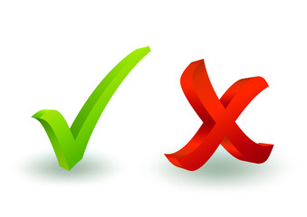 3d check and x symbol