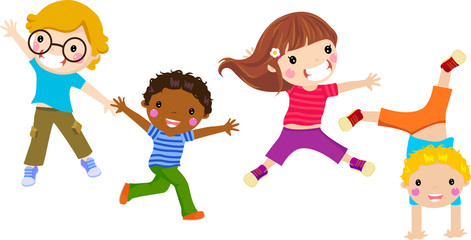 Children Jumping - Vector