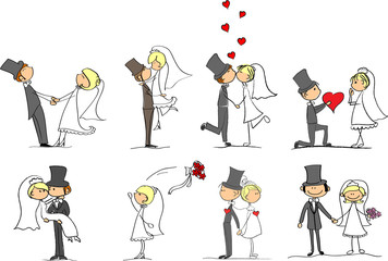 набор свадебных фотографий, жених и невеста в любви, вектор