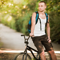 Young man on bike