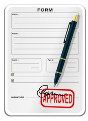 Blank form with signature and pen