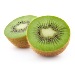 Half kiwi fruit isolated on white background.
