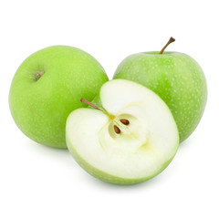 Ripe green apples. Isolated on white