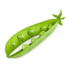 fresh peas isolated on white background