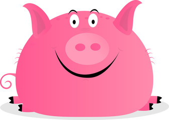 Cute Smiling Pink Pig