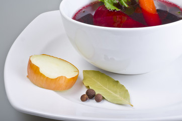 Botwinka ( soup from young red beet plants, Polish)