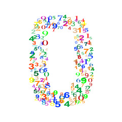 Number Zero made from colorful numbers