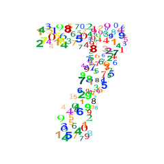 Number 7 Seven made from many colorful numbers