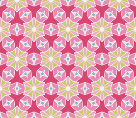 Seamless pattern with diamonds, lines and stars