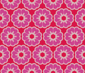 Seamless pattern with flowers with polkadots