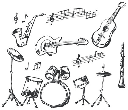 Musical instruments doodles