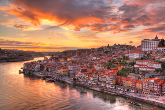 Porto at river Duoro, sunset