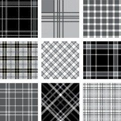 Black & white plaid patterns set - 33823541
