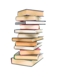 books closeup isolated on white background