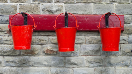 Red fire buckets