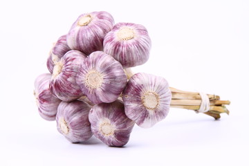 Bunch of garlic on a white background