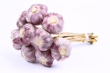 Bunch of garlic on a white background