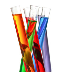 test tubes in laboratory isolated on white