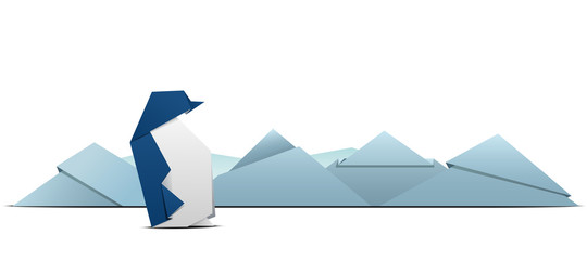 paper pinguin among glaciers