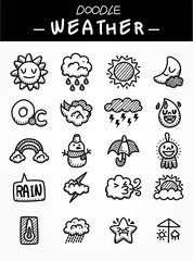 hand draw cartoon weather icons set
