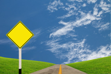 Blank traffic sign over blue sky