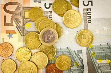 euro money coins and banknote