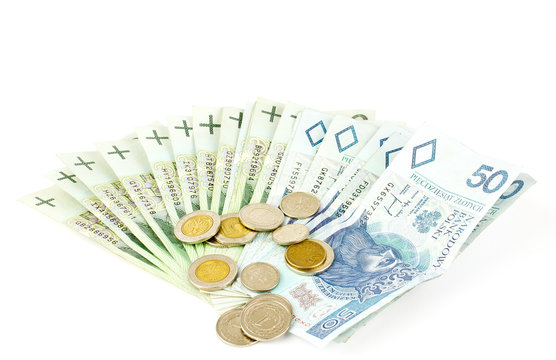 polish money isolated on white background