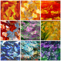 Abstract backgrounds, oil paints, set