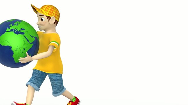 Junge tr&auml;gt Erde