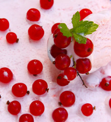 Eiscreme mit Johannesbeeren