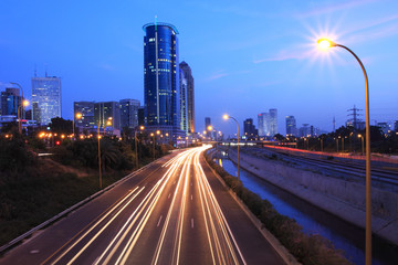 Fototapeta na wymiar Tel Aviv city view at evening.