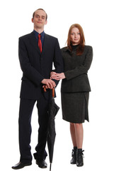 Young businessmen with an umbrella