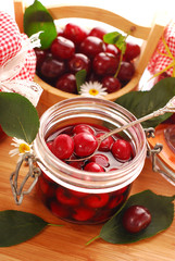 jars of cherry compote