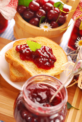 toast with cherry confiture