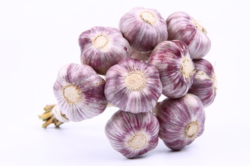 Bunch of garlic on a white background