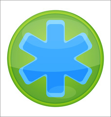 medic sign blue color on the green isolated