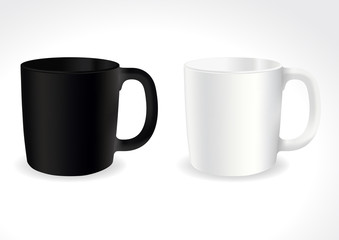 White and black tea or coffee cup with text space