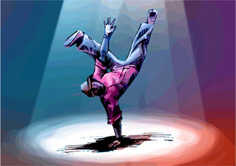 Obraz premium Breakdancer is standing in a 