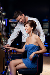 young couple at the casino