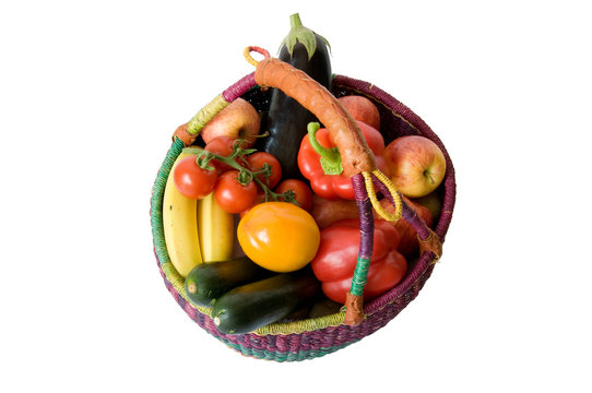 Obst und Gem&uuml;se im Einkaufskorb