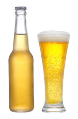 bottle and glass with beer